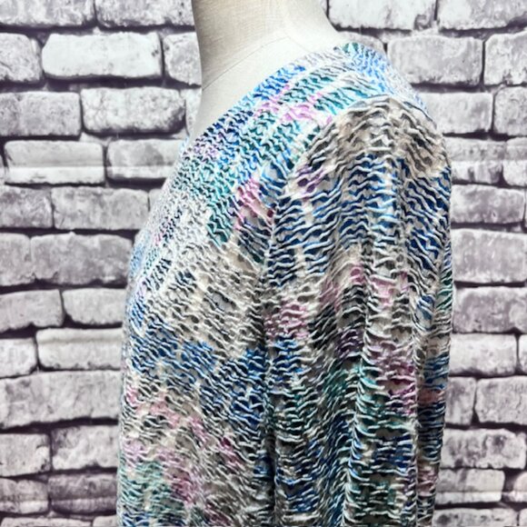 Alfred Dunner White, Green & Blue Asymmetrical Hem Blouse Size 1X - Picture 4 of 8